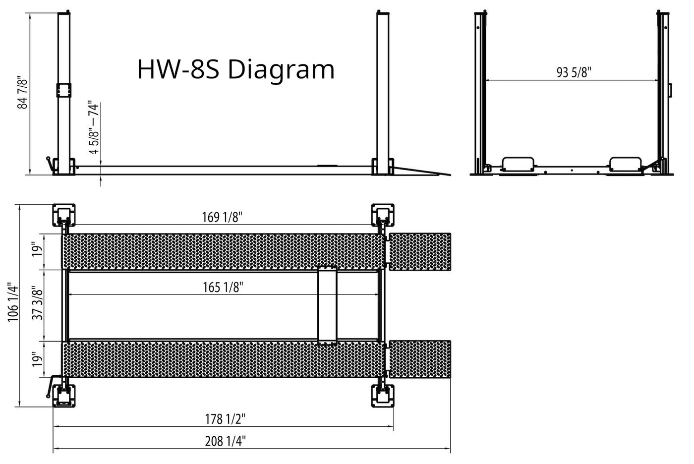 APlusLift 8000LB 4-Post Portable Parking Storage Service Car Lift - HW-8S or HW-8SXLT