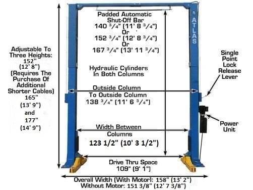 Atlas PV15PX 15,000 lb Overhead 2-Post Lift