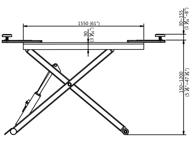 APlusLift 6,600LB Portable Mid-Rise Scissor Lift - HW-SL6600X